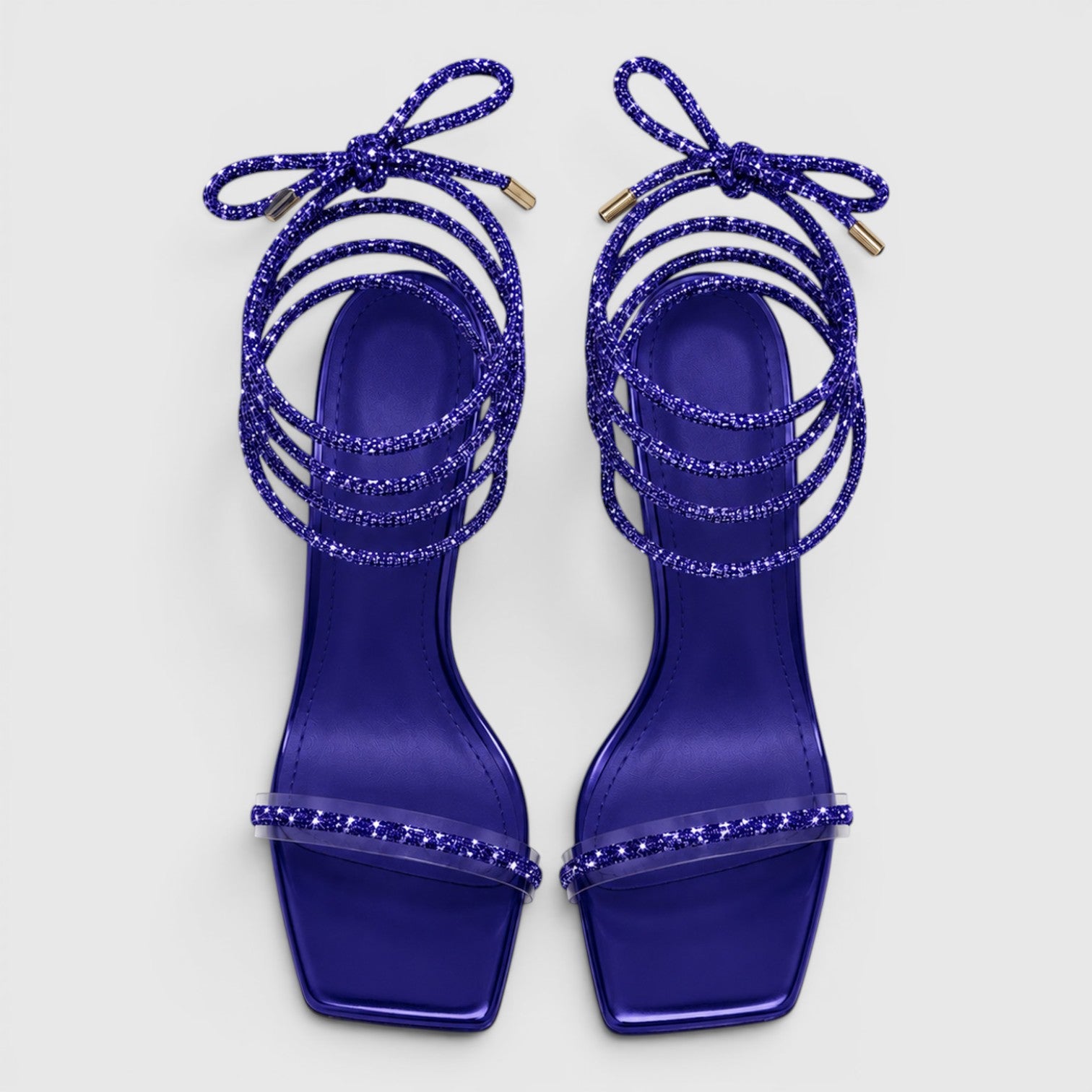 Monvaline | Women's Strappy Stiletto Sandals Square Toe Evening Heels