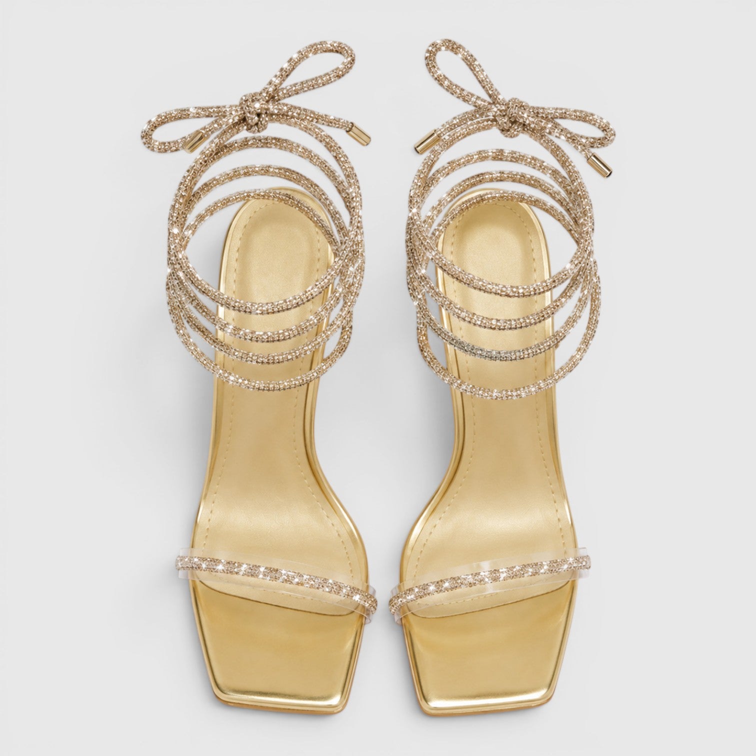 Monvaline | Women's Strappy Stiletto Sandals Square Toe Evening Heels
