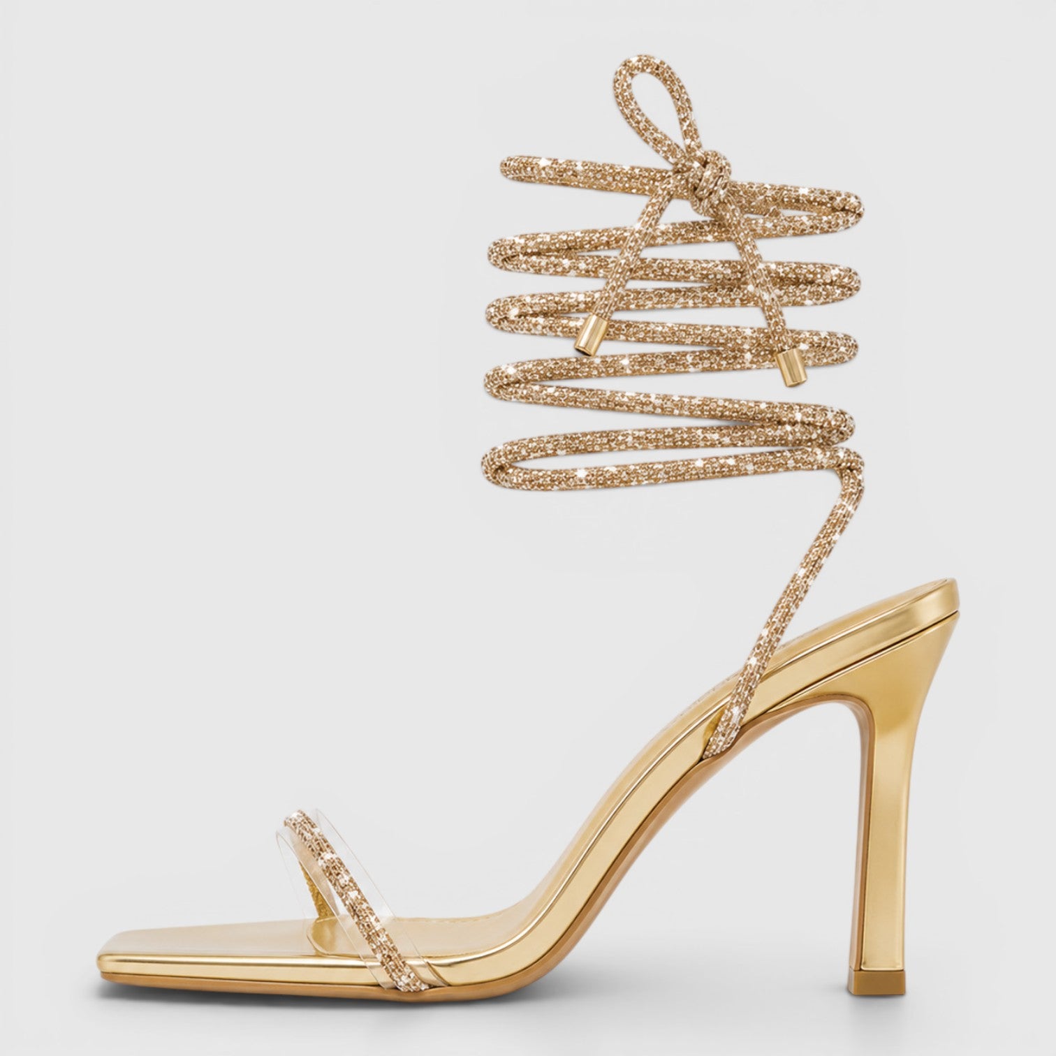 Monvaline | Women's Strappy Stiletto Sandals Square Toe Evening Heels