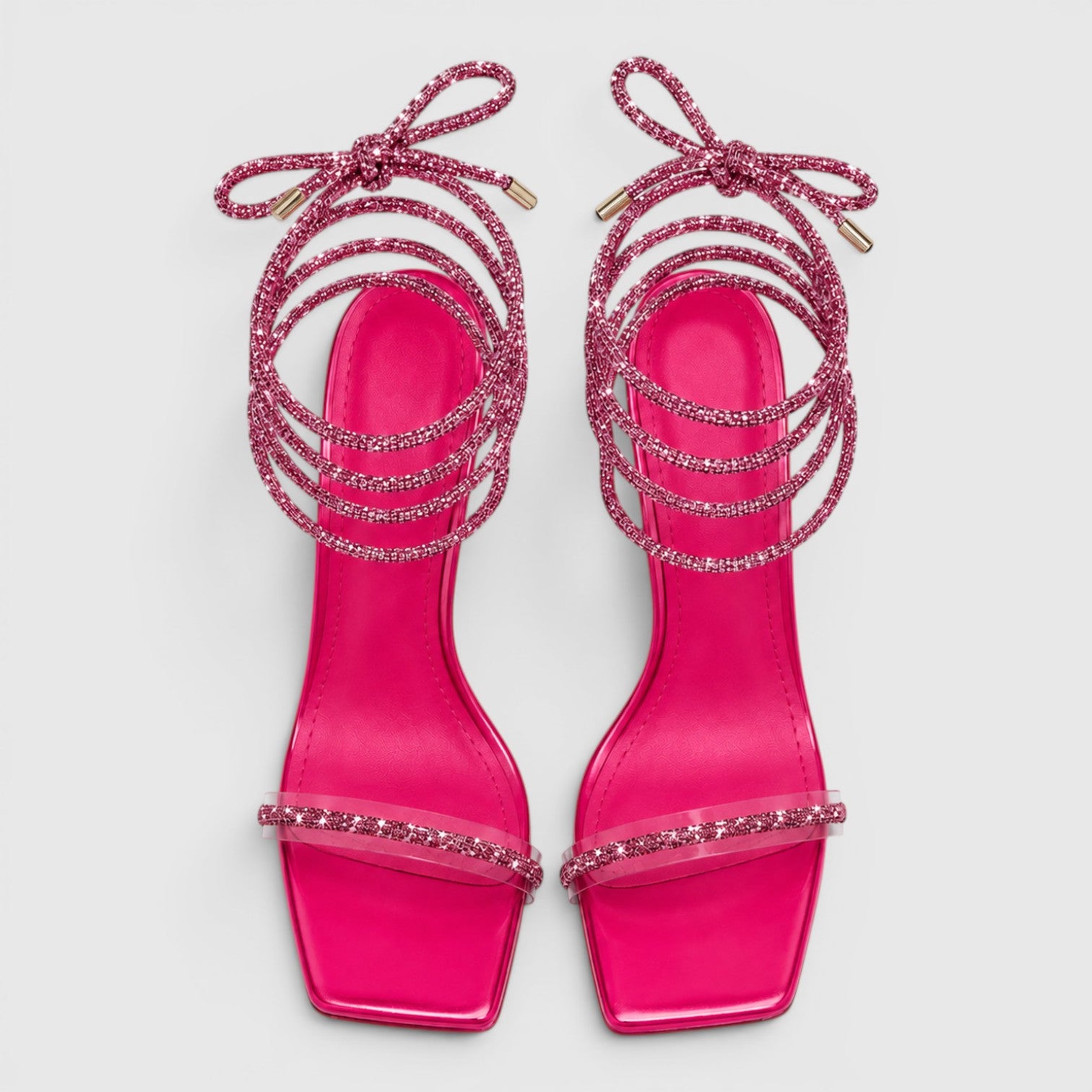 Monvaline | Women's Strappy Stiletto Sandals Square Toe Evening Heels
