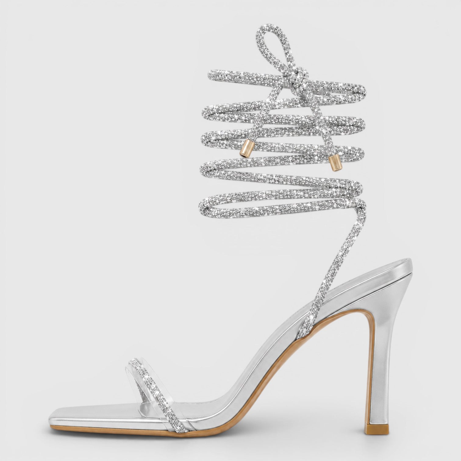 Monvaline | Women's Strappy Stiletto Sandals Square Toe Evening Heels