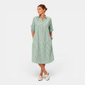 Monvaline | Women's Striped Casual Dress V-Neck Loose Fit Midi Dress