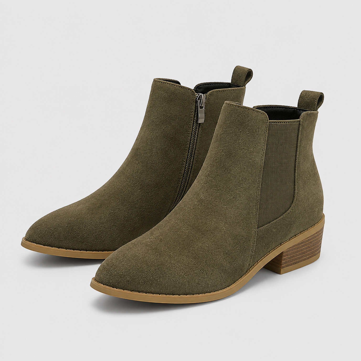 Monvaline | Women's Suede Ankle Boots Mid Heel for Smart Casual Outfits