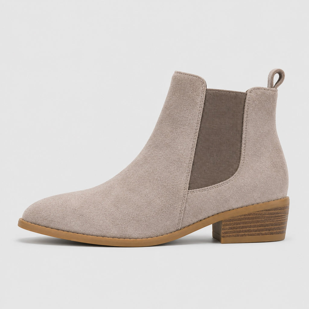 Monvaline | Women's Suede Ankle Boots Mid Heel for Smart Casual Outfits