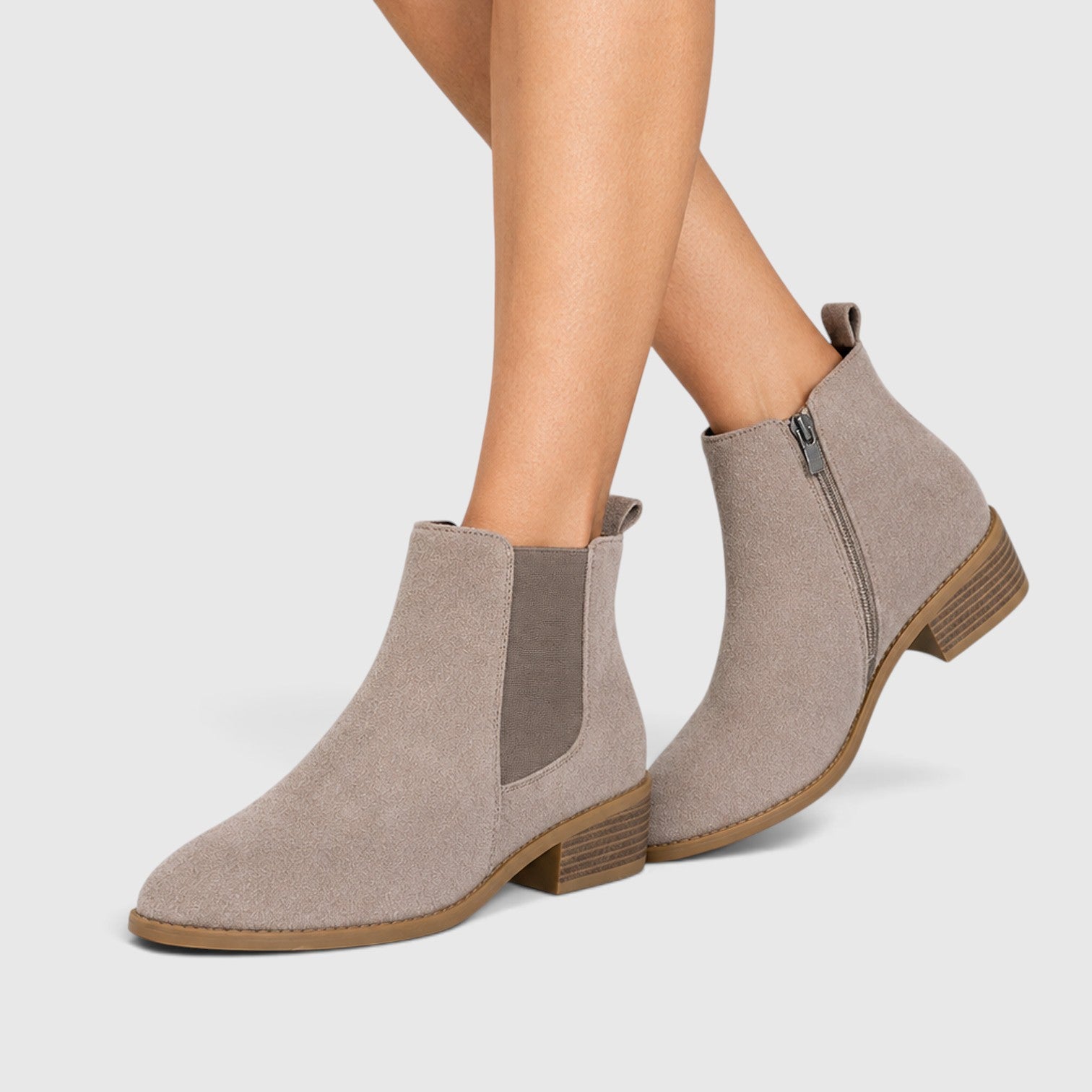 Monvaline | Women's Suede Ankle Boots Mid Heel for Smart Casual Outfits
