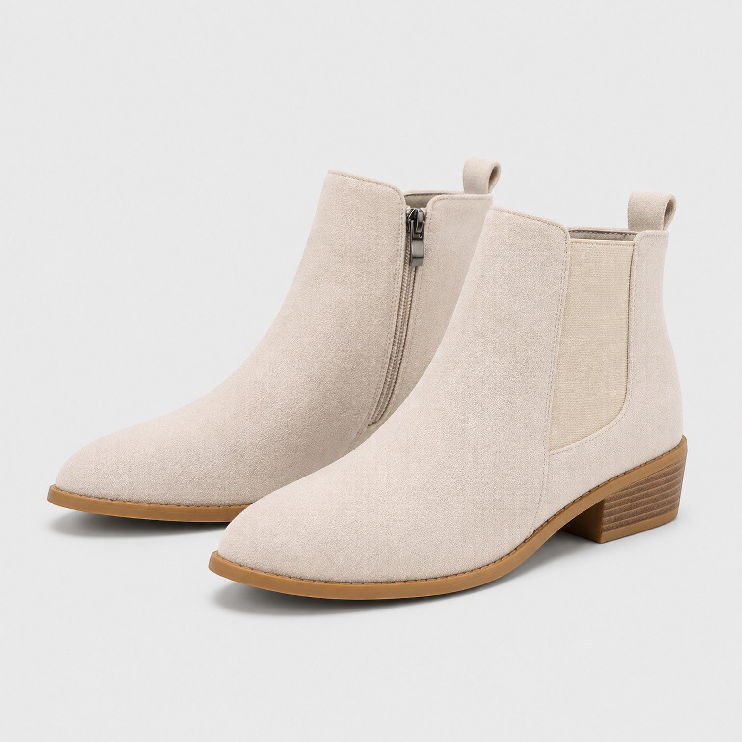 Monvaline | Women's Suede Ankle Boots Mid Heel for Smart Casual Outfits