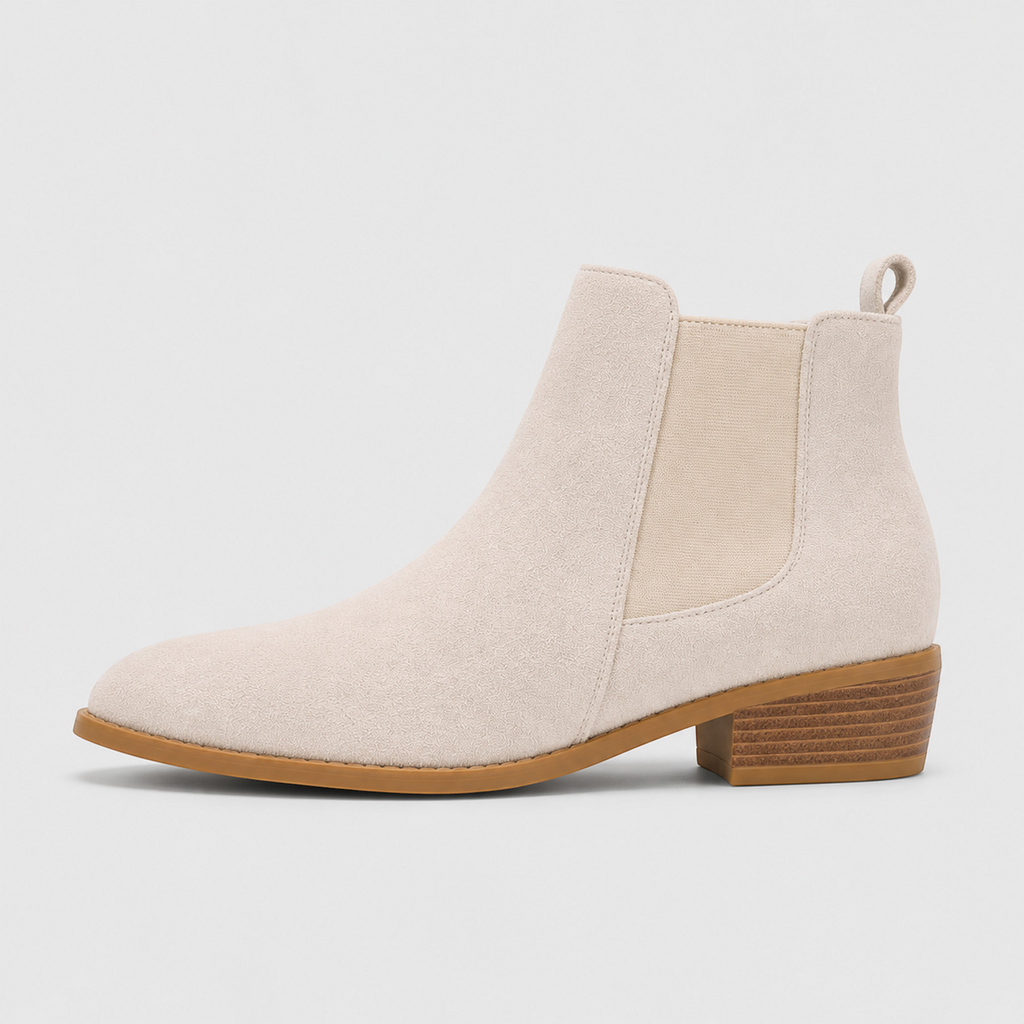 Monvaline | Women's Suede Ankle Boots Mid Heel for Smart Casual Outfits