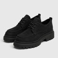 Monvaline | Women's Suede Chunky Sole Lace-Up Casual Shoes