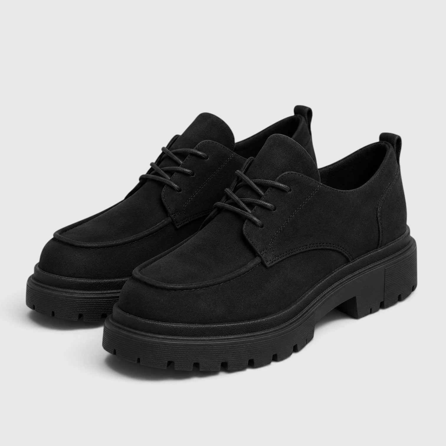 Monvaline | Women's Suede Chunky Sole Lace-Up Casual Shoes