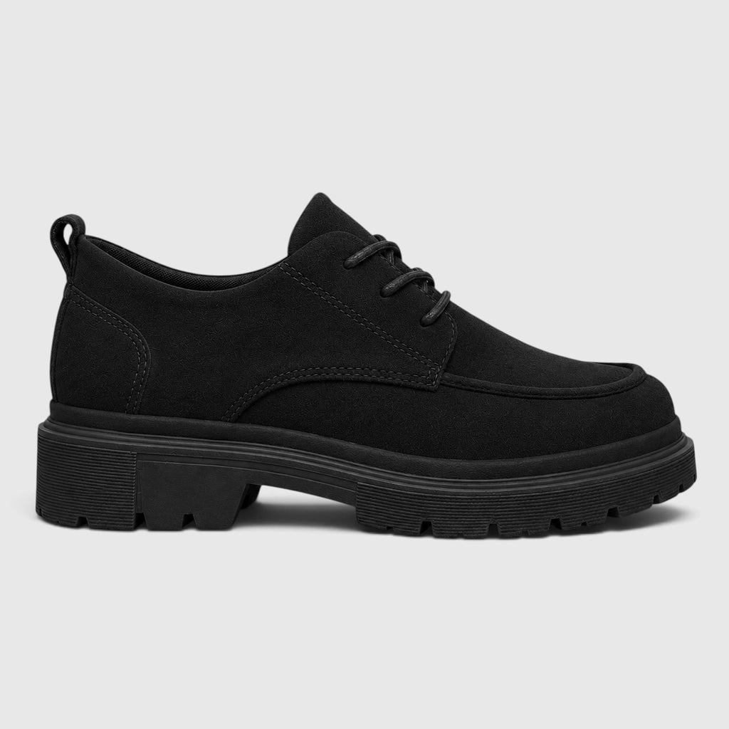 Monvaline | Women's Suede Chunky Sole Lace-Up Casual Shoes