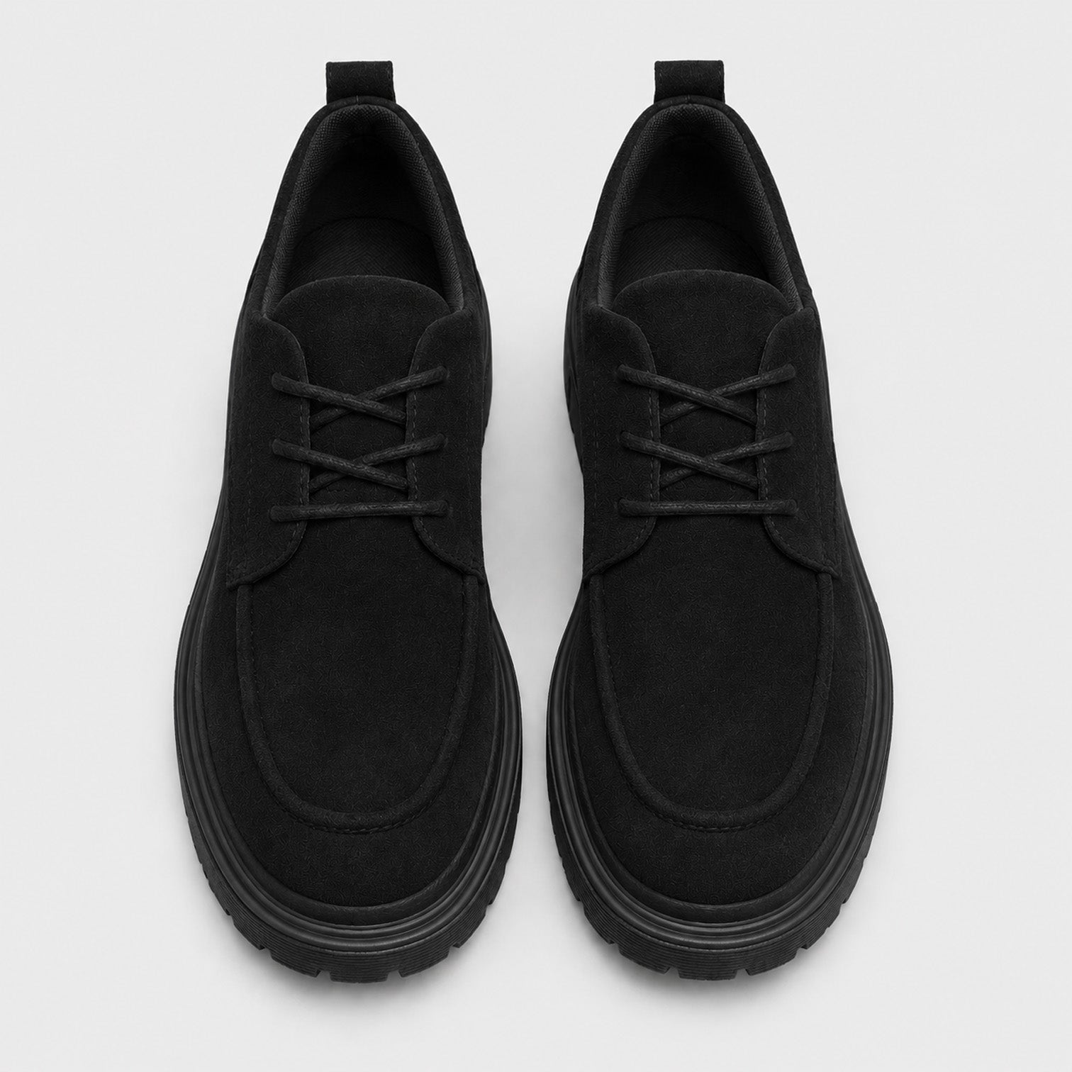 Monvaline | Women's Suede Chunky Sole Lace-Up Casual Shoes