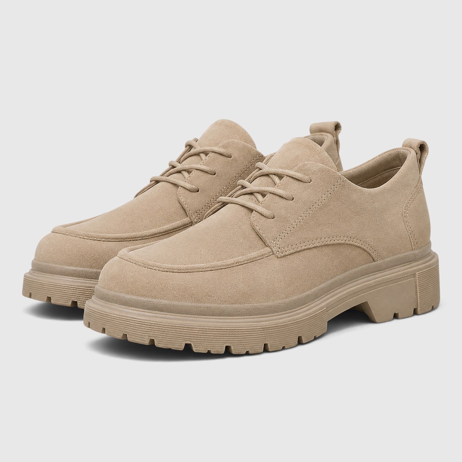 Monvaline | Women's Suede Chunky Sole Lace-Up Casual Shoes