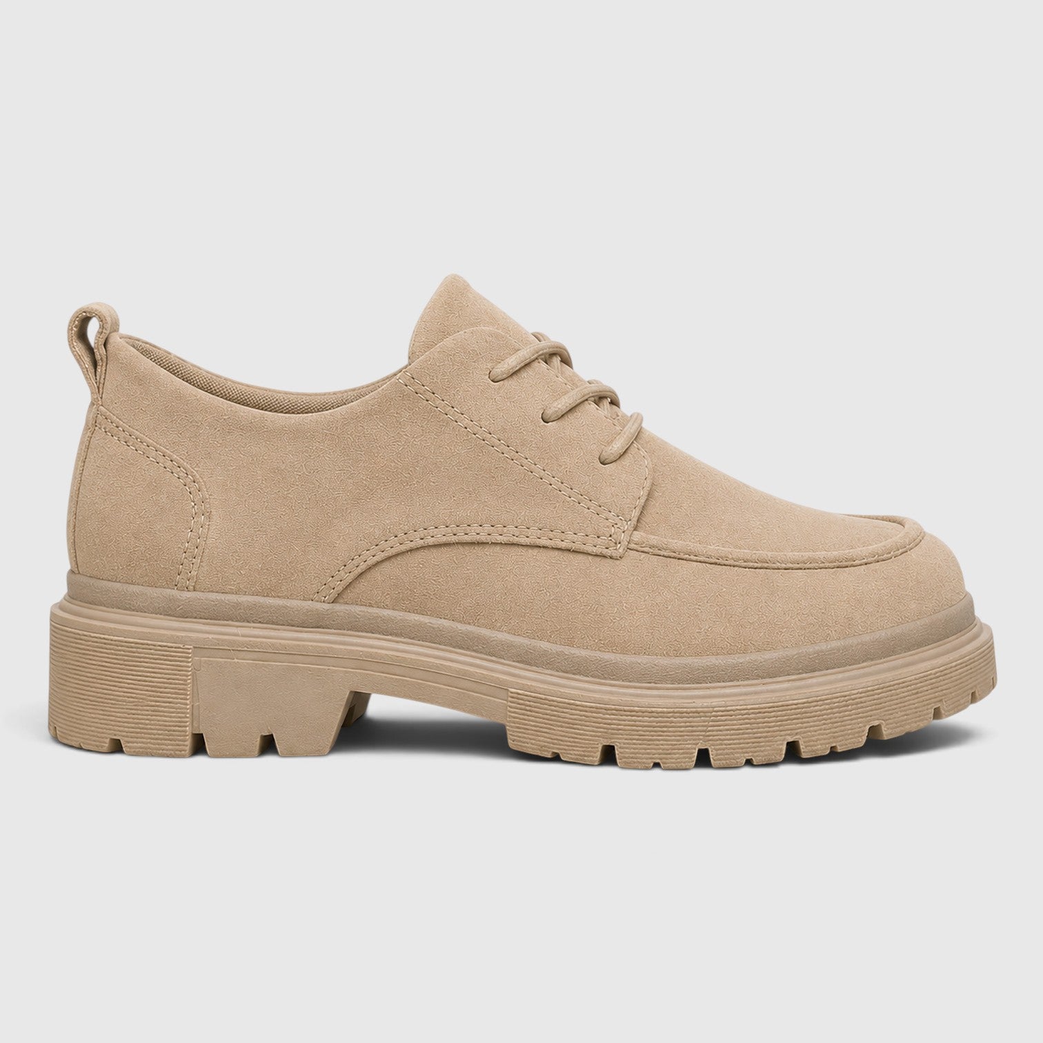 Monvaline | Women's Suede Chunky Sole Lace-Up Casual Shoes