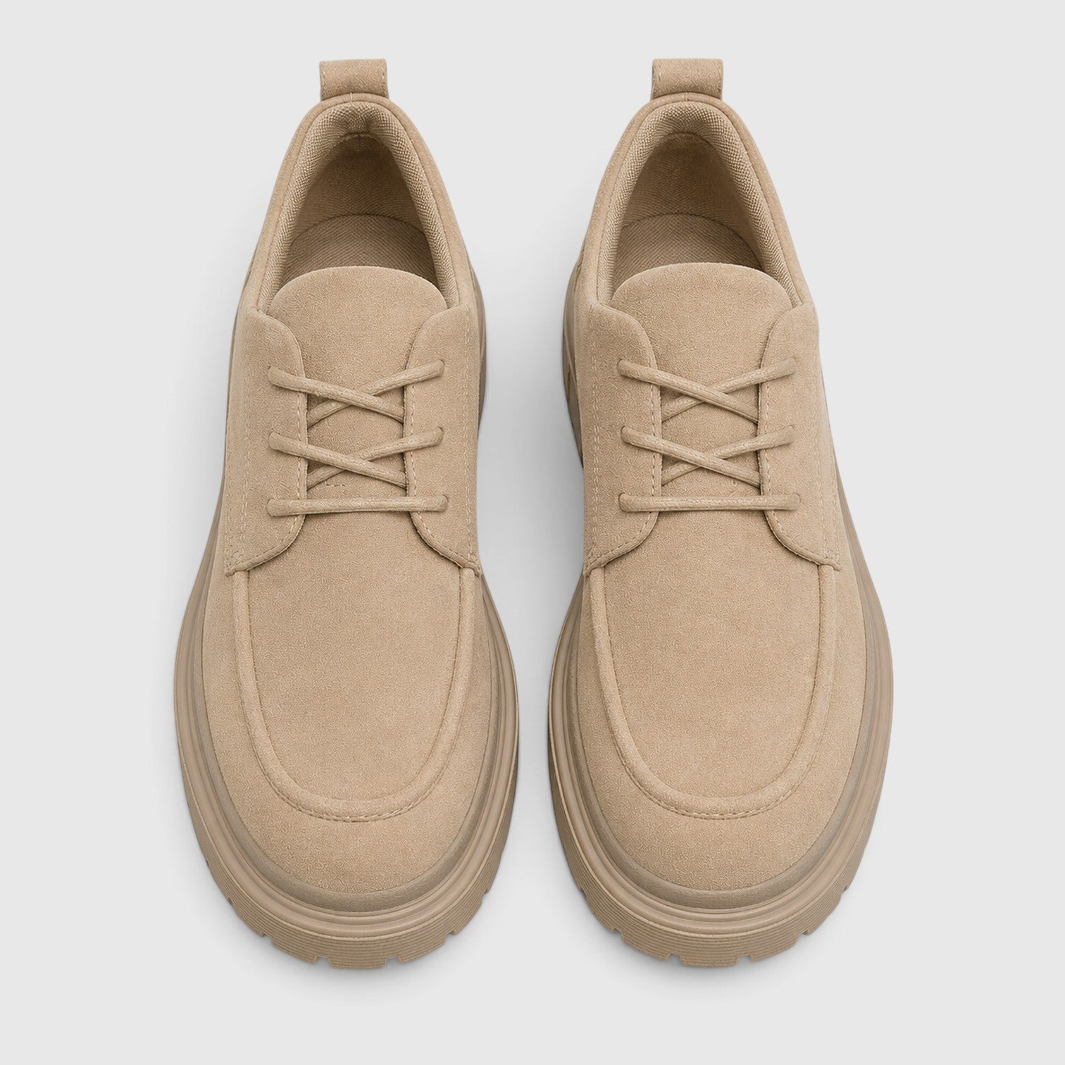 Monvaline | Women's Suede Chunky Sole Lace-Up Casual Shoes