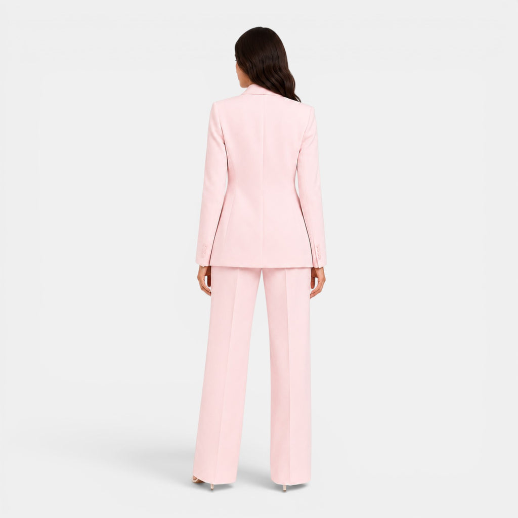 Monvaline | Women's Tailored Blazer and Wide Leg Trousers Office Suit Set