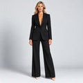 Monvaline | Women's Tailored Blazer & Wide Leg Trouser Co-Ord Set