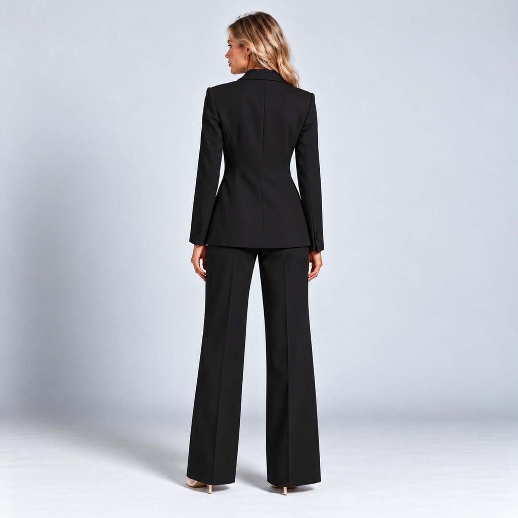 Monvaline | Women's Tailored Blazer & Wide Leg Trouser Co-Ord Set