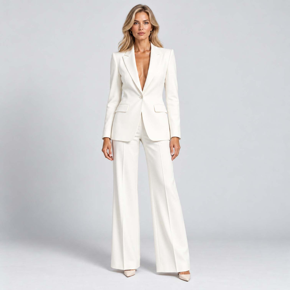 Monvaline | Women's Tailored Blazer & Wide Leg Trouser Co-Ord Set