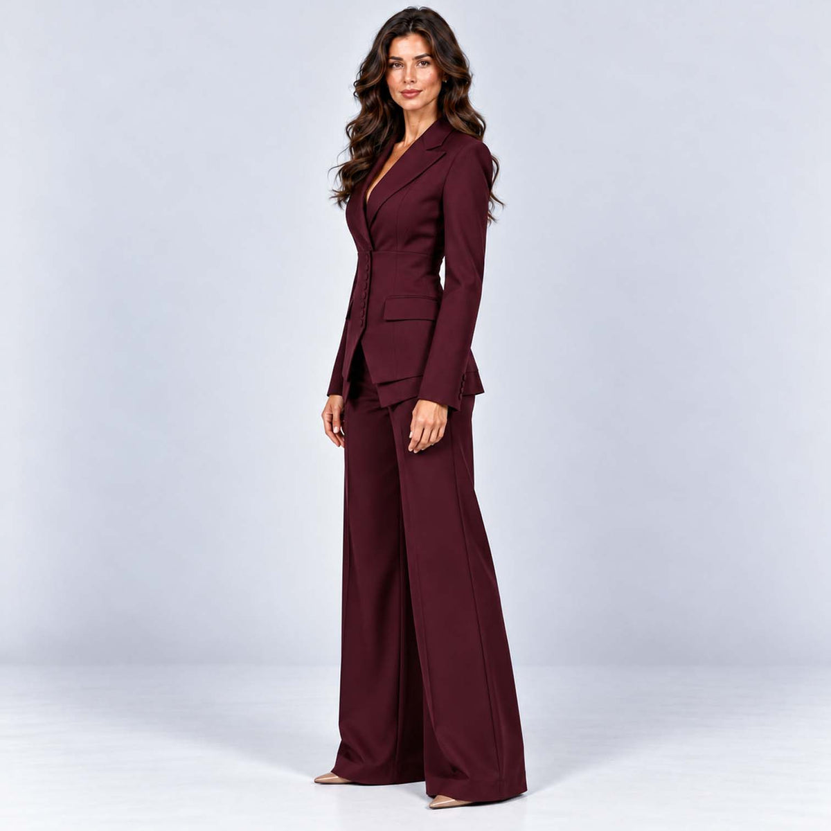 Monvaline | Women's Tailored Three-Piece Suit with Wide-Leg Trousers