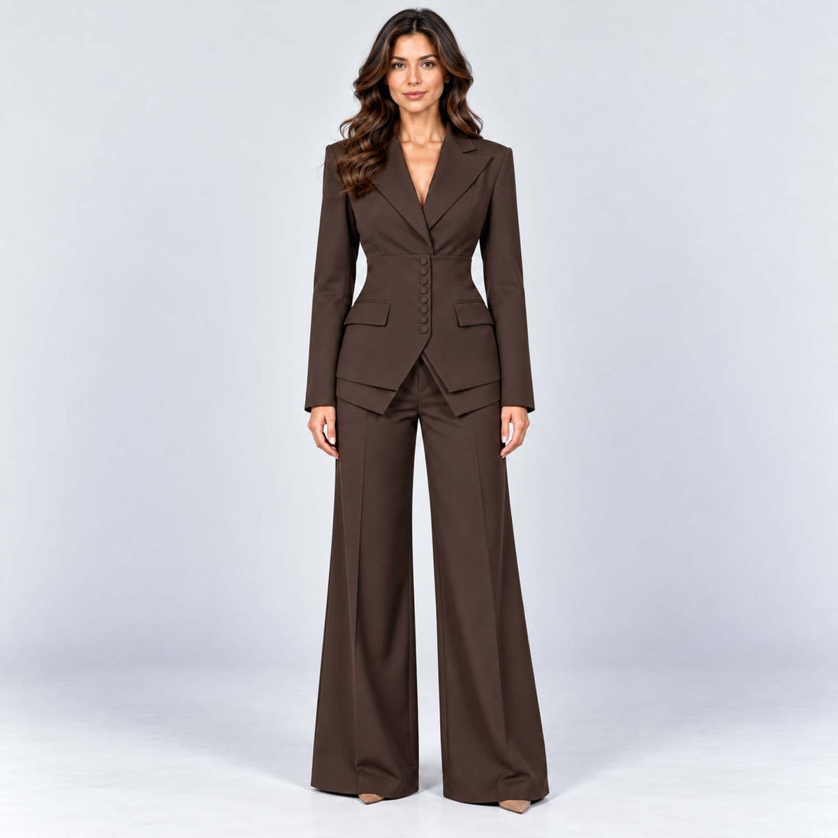 Monvaline | Women's Tailored Three-Piece Suit with Wide-Leg Trousers