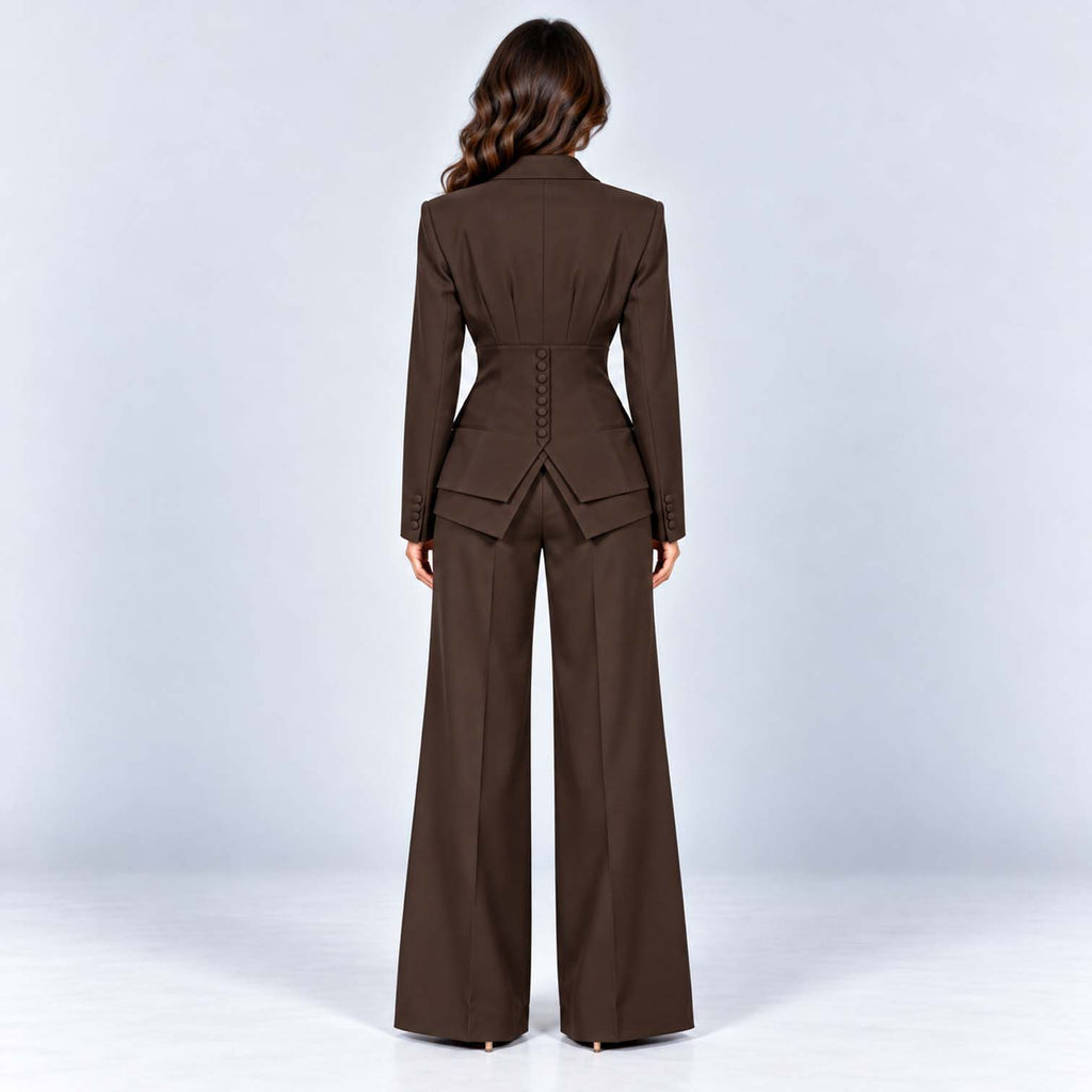 Monvaline | Women's Tailored Three-Piece Suit with Wide-Leg Trousers