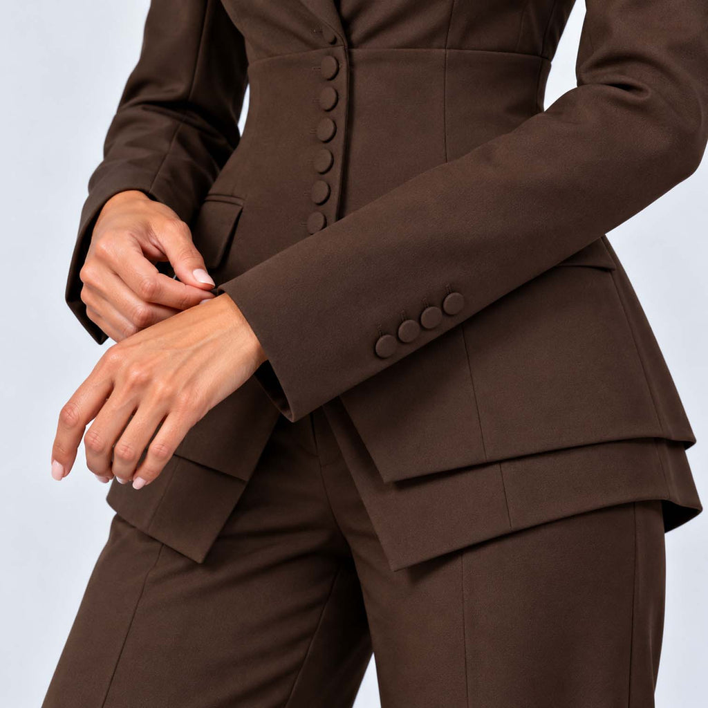 Monvaline | Women's Tailored Three-Piece Suit with Wide-Leg Trousers