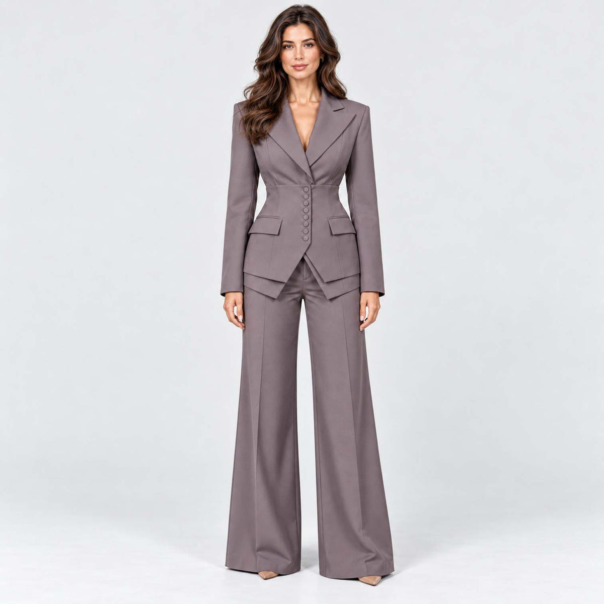 Monvaline | Women's Tailored Three-Piece Suit with Wide-Leg Trousers