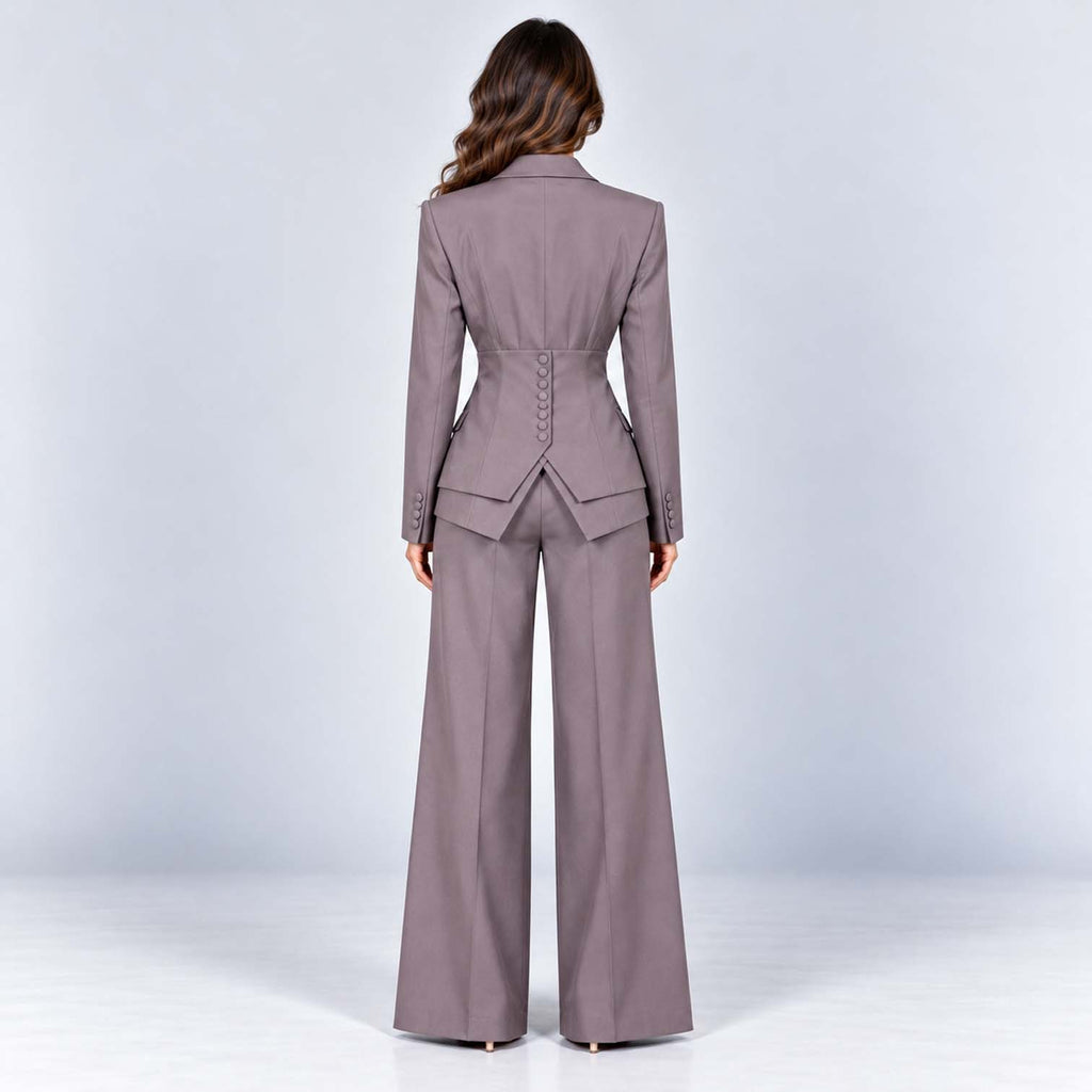 Monvaline | Women's Tailored Three-Piece Suit with Wide-Leg Trousers