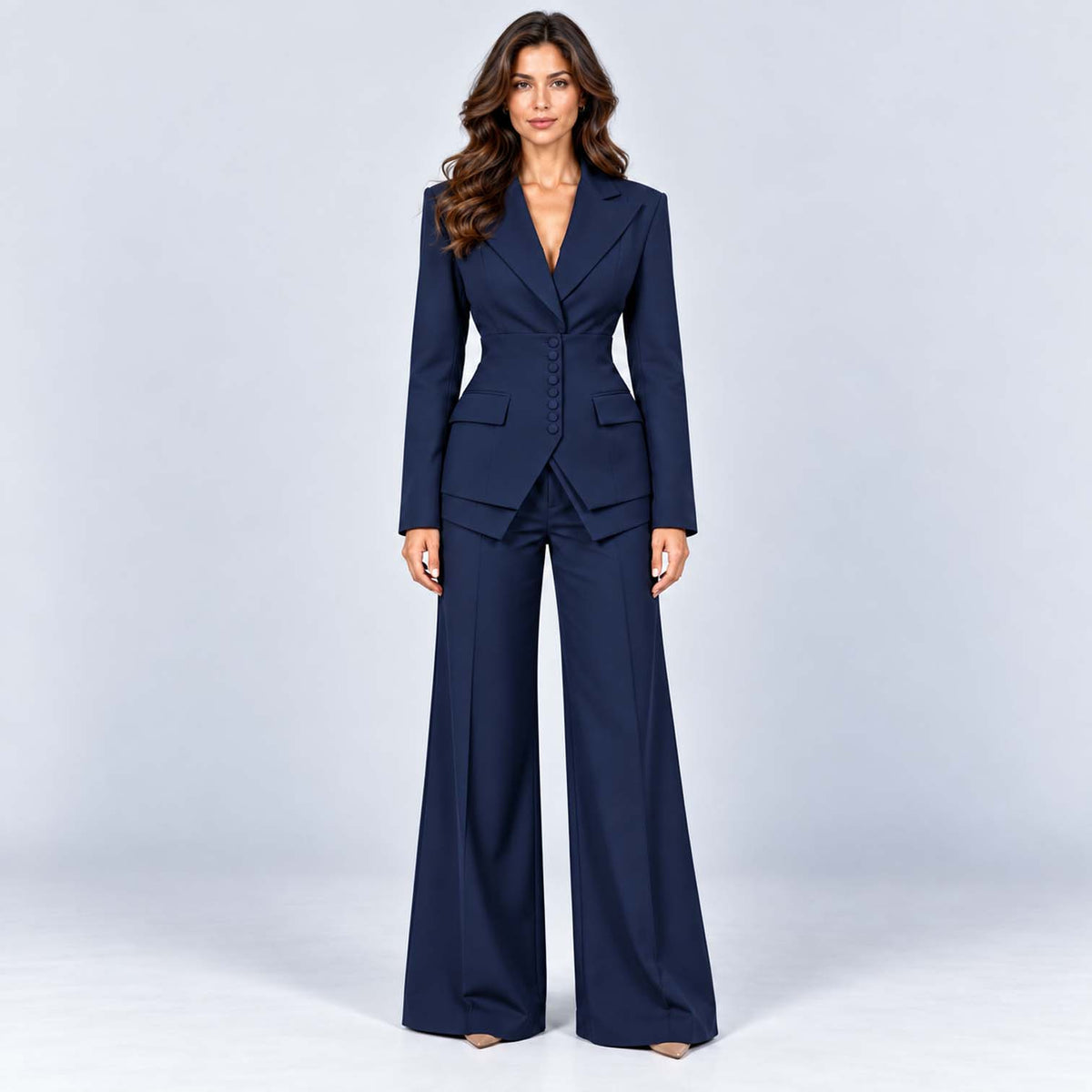 Monvaline | Women's Tailored Three-Piece Suit with Wide-Leg Trousers