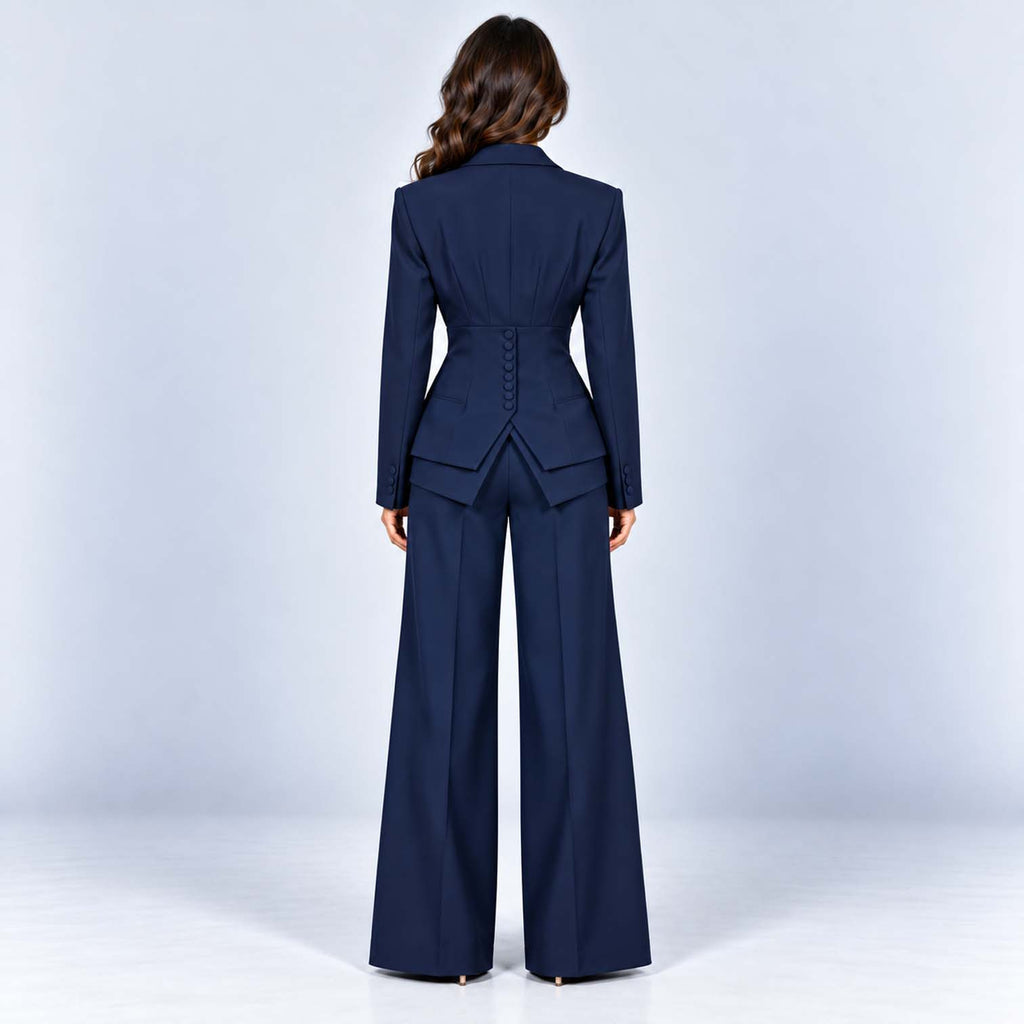 Monvaline | Women's Tailored Three-Piece Suit with Wide-Leg Trousers