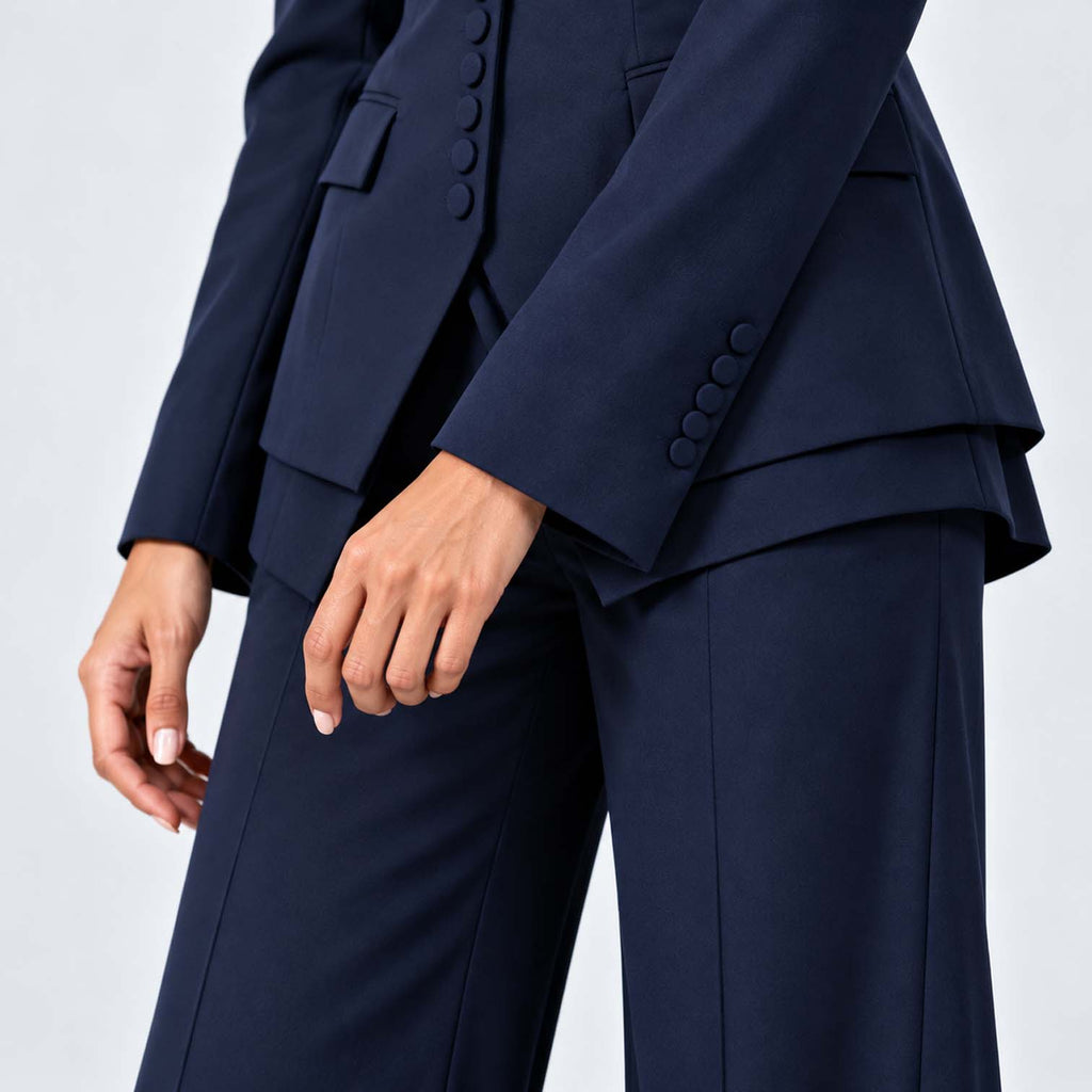 Monvaline | Women's Tailored Three-Piece Suit with Wide-Leg Trousers
