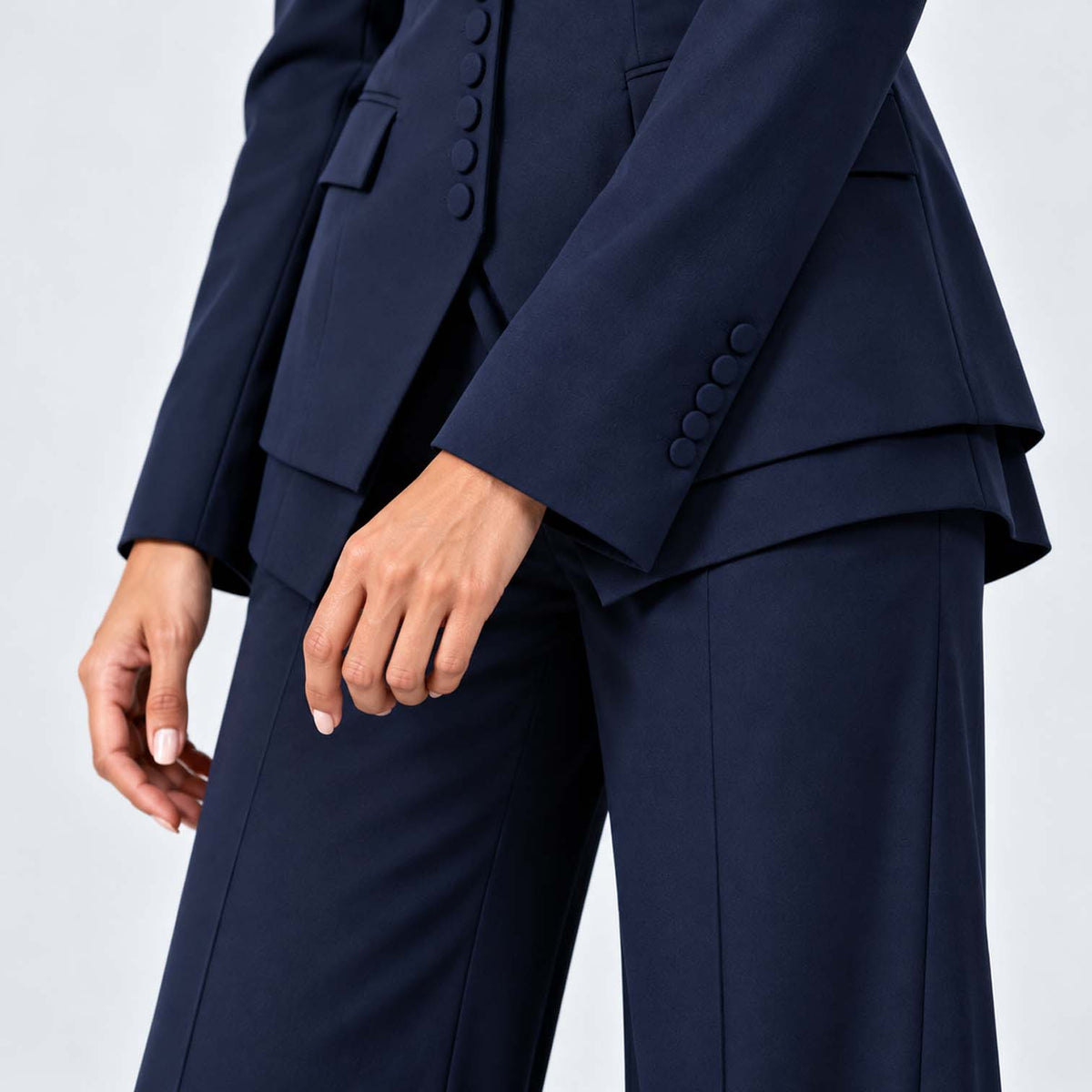 Monvaline | Women's Tailored Three-Piece Suit with Wide-Leg Trousers