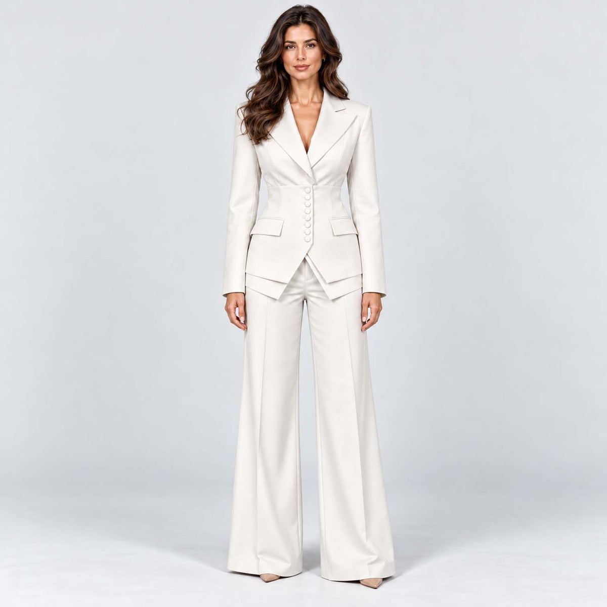 Monvaline | Women's Tailored Three-Piece Suit with Wide-Leg Trousers