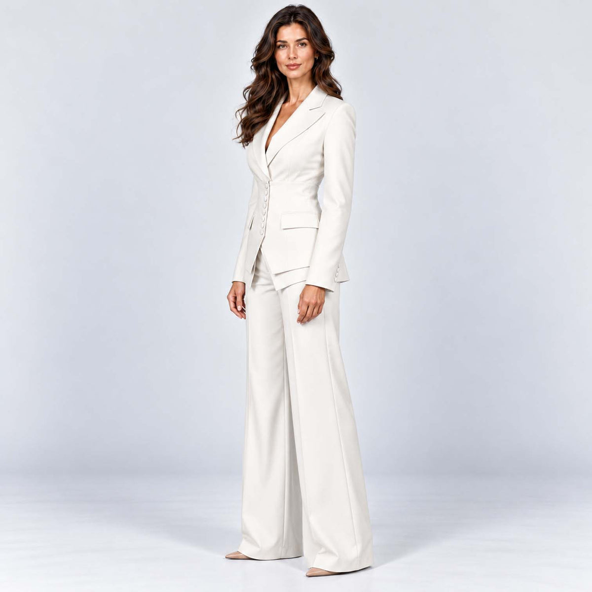 Monvaline | Women's Tailored Three-Piece Suit with Wide-Leg Trousers