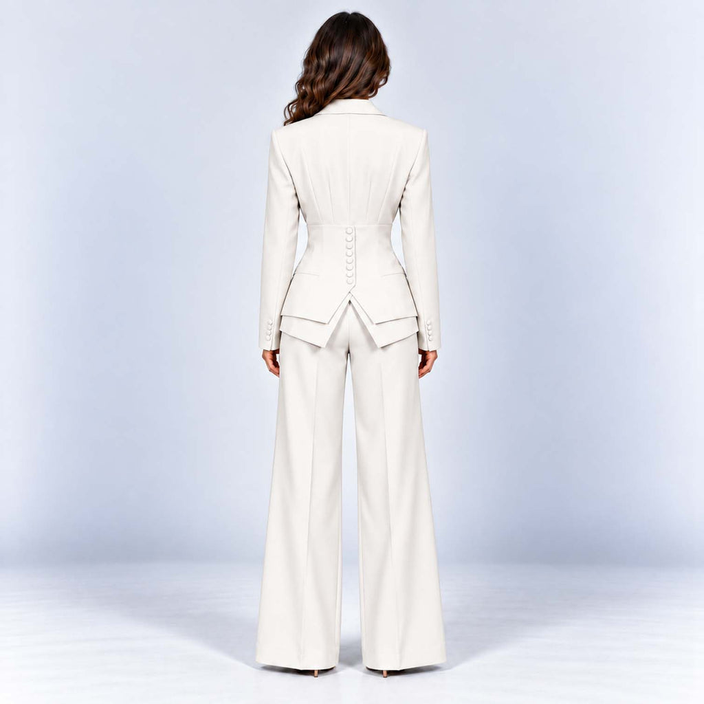 Monvaline | Women's Tailored Three-Piece Suit with Wide-Leg Trousers