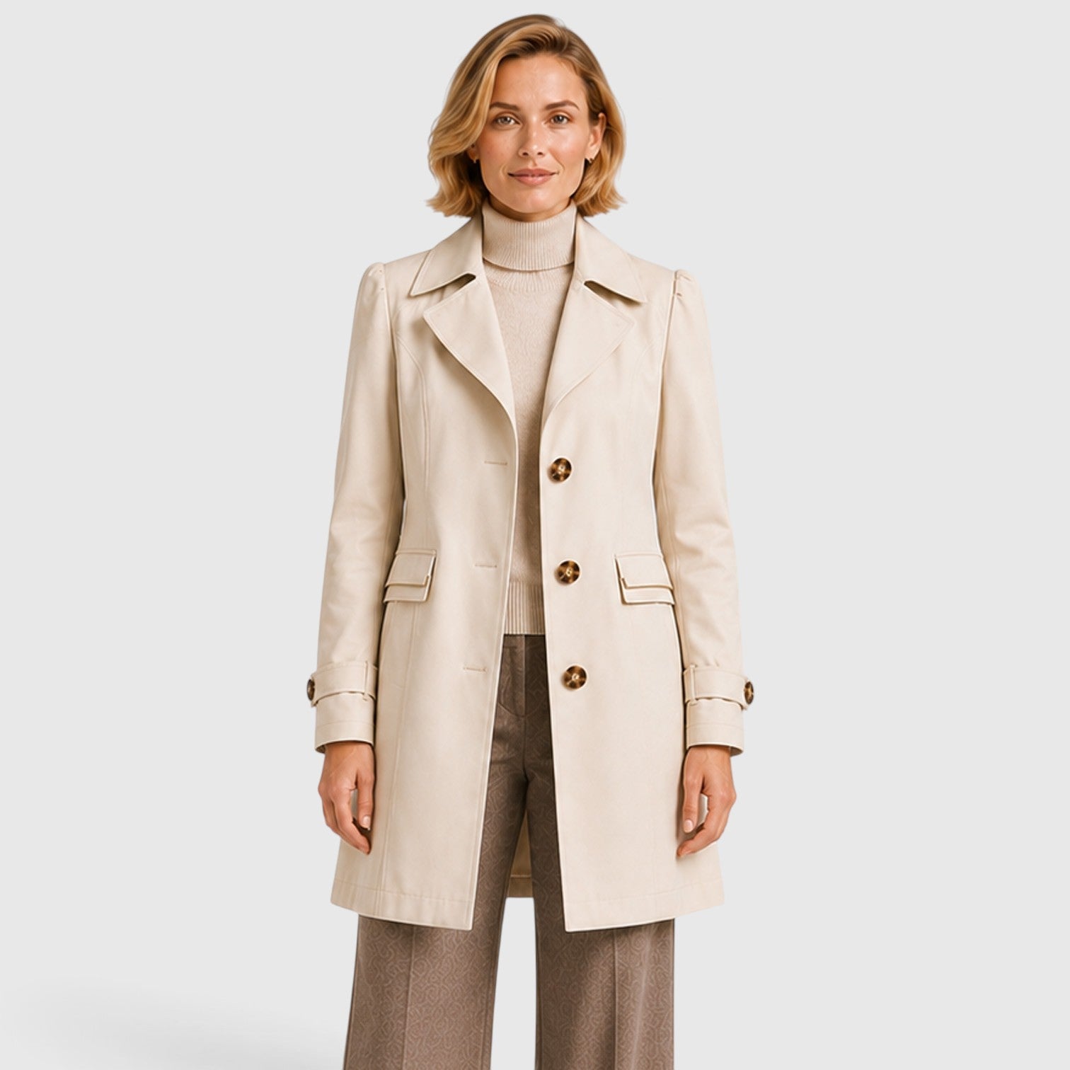 Monvaline | Women's Tailored Trench Coat – Mid Length