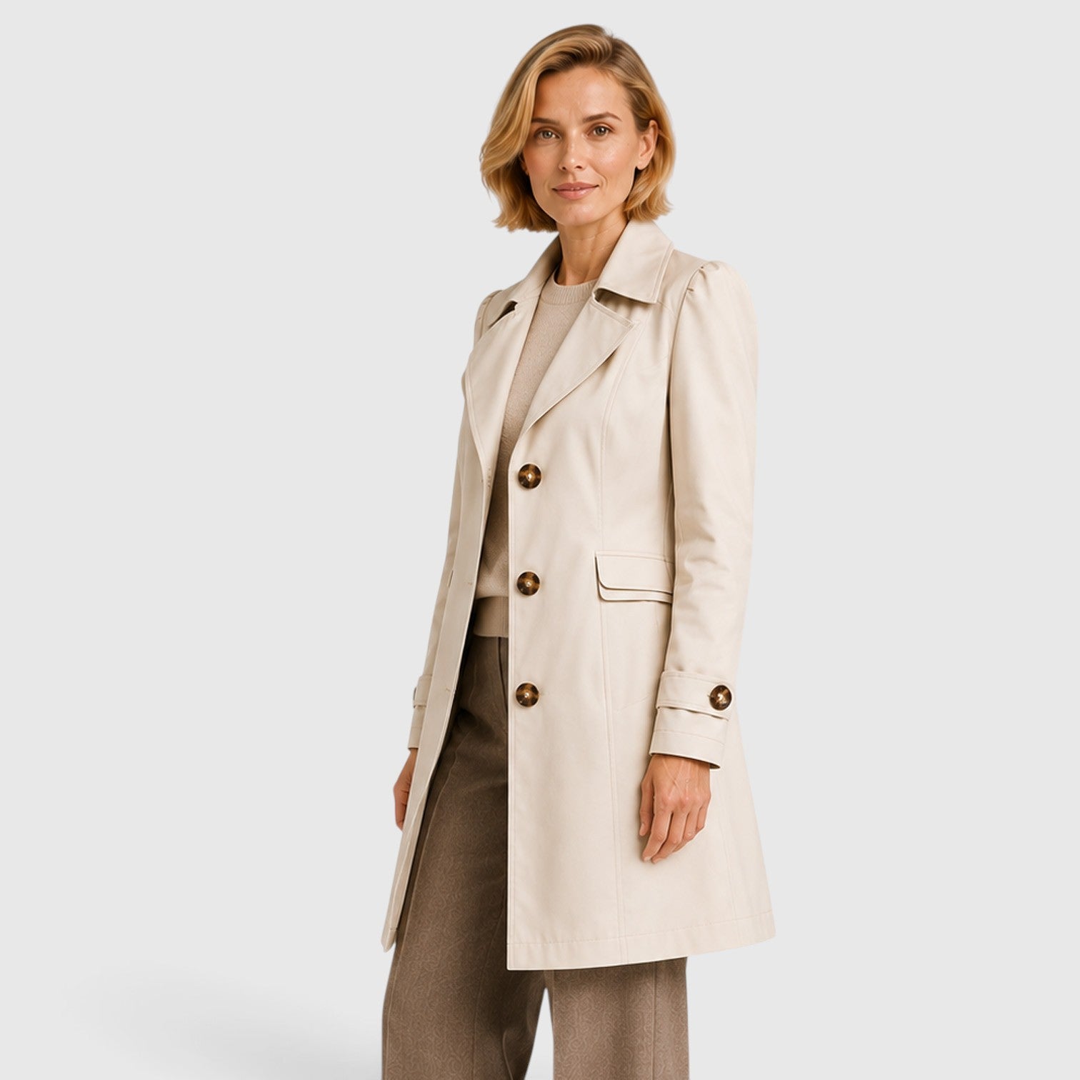 Monvaline | Women's Tailored Trench Coat – Mid Length