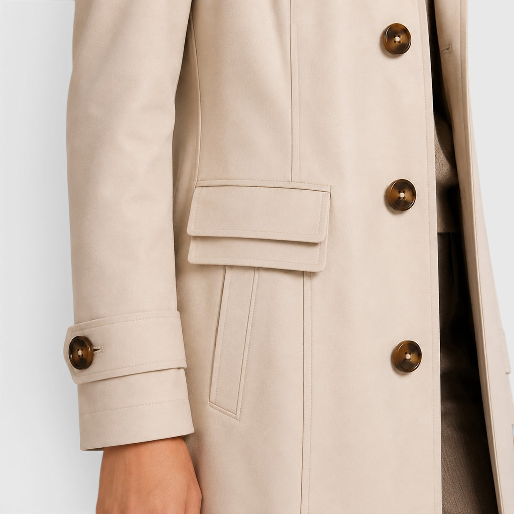 Monvaline | Women's Tailored Trench Coat – Mid Length