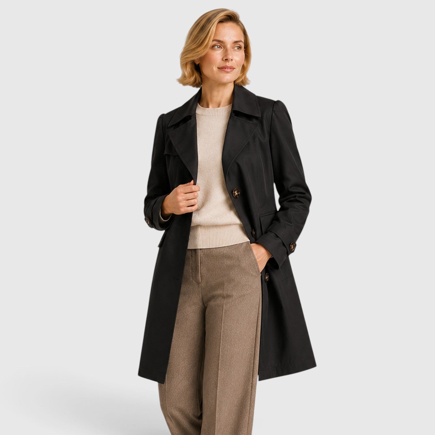 Monvaline | Women's Tailored Trench Coat – Mid Length