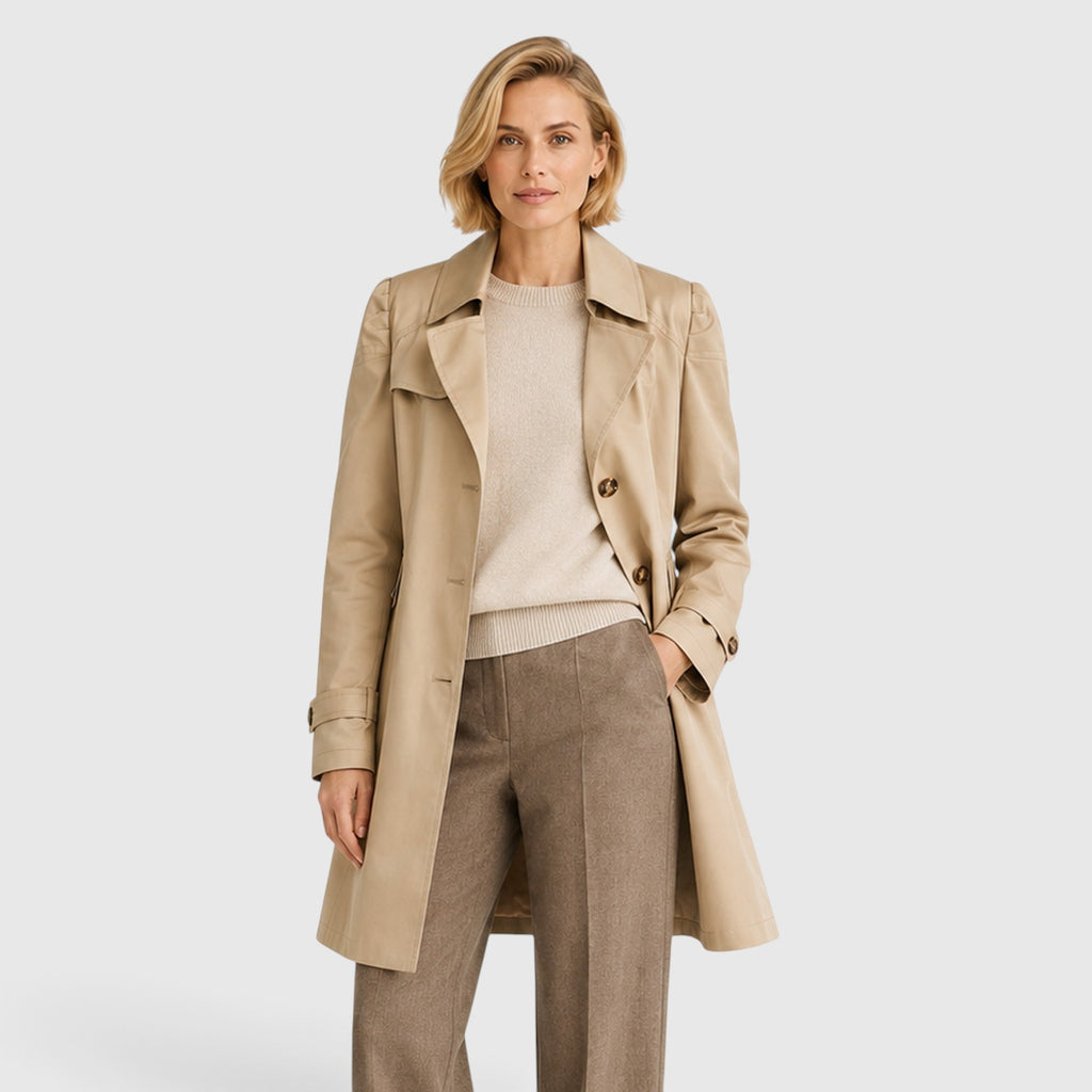 Monvaline | Women's Tailored Trench Coat – Mid Length