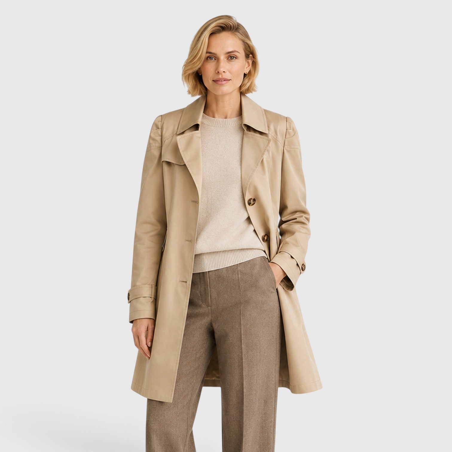 Monvaline | Women's Tailored Trench Coat – Mid Length