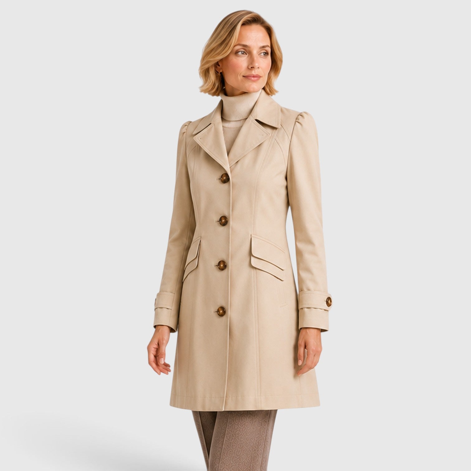 Monvaline | Women's Tailored Trench Coat – Mid Length