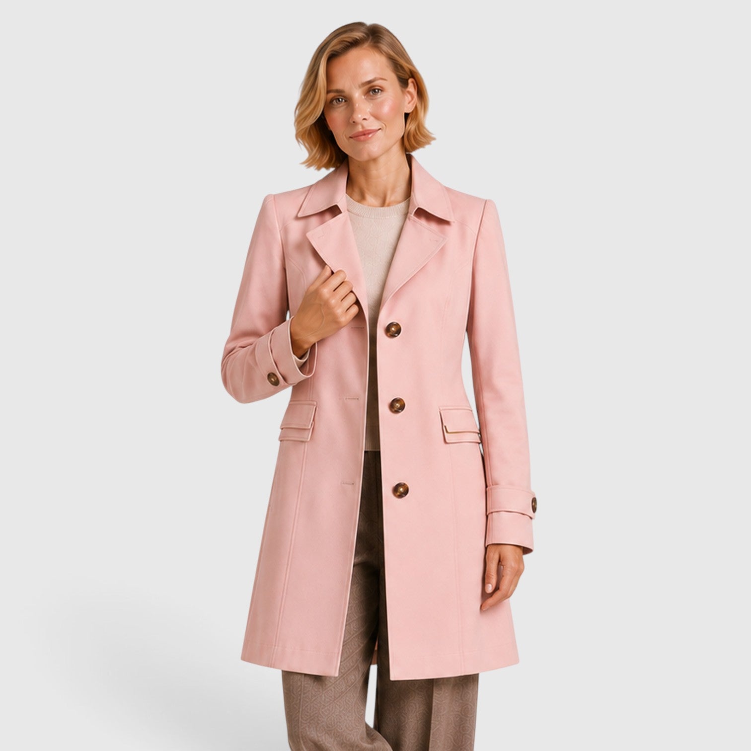 Monvaline | Women's Tailored Trench Coat – Mid Length