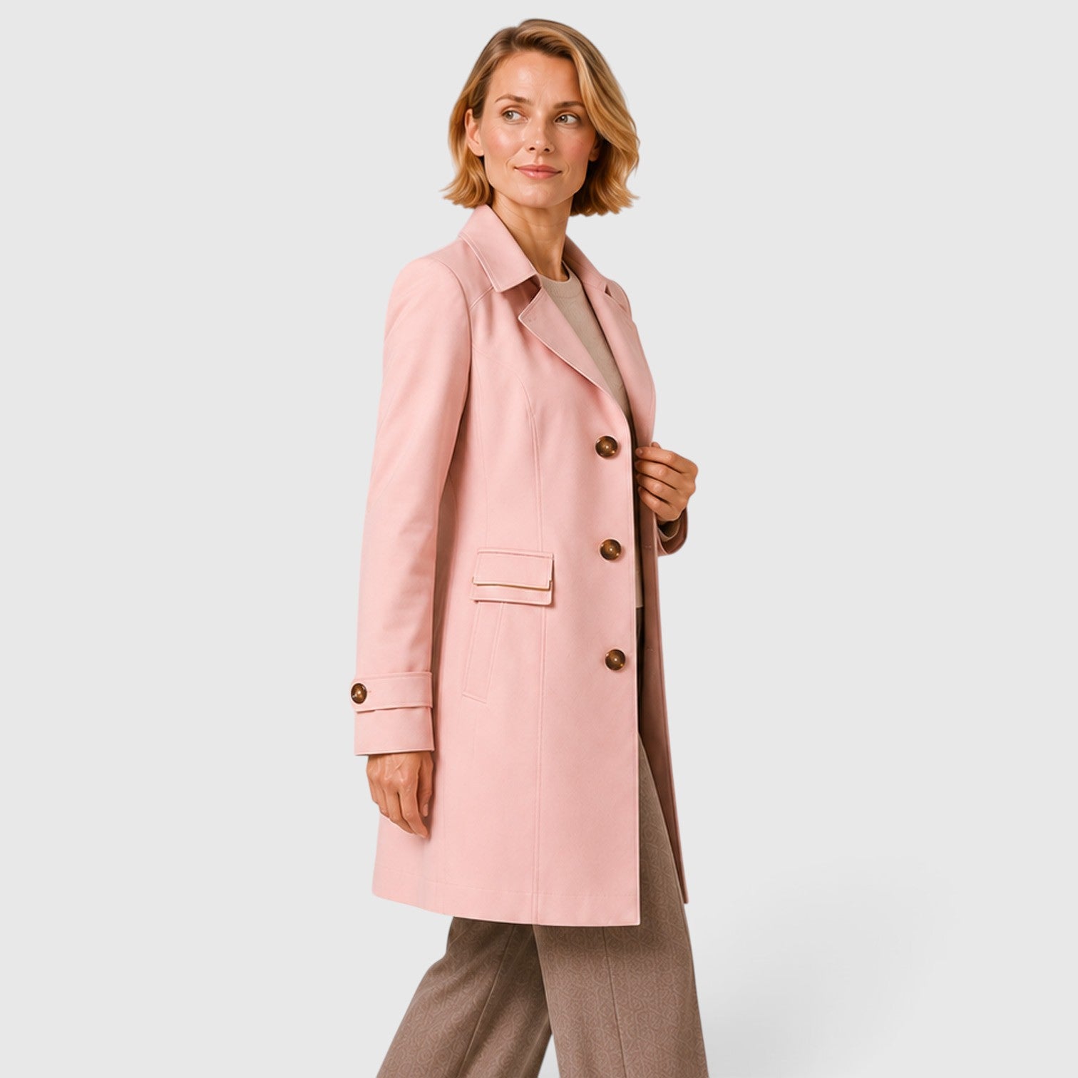 Monvaline | Women's Tailored Trench Coat – Mid Length
