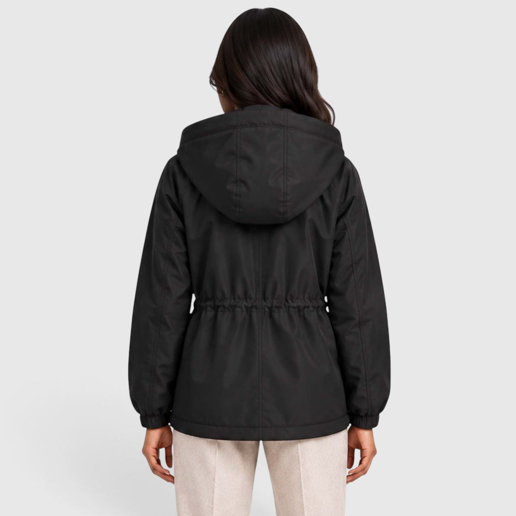 Women's Water Resistant Rain Jacket – Hooded Drawstring Waist