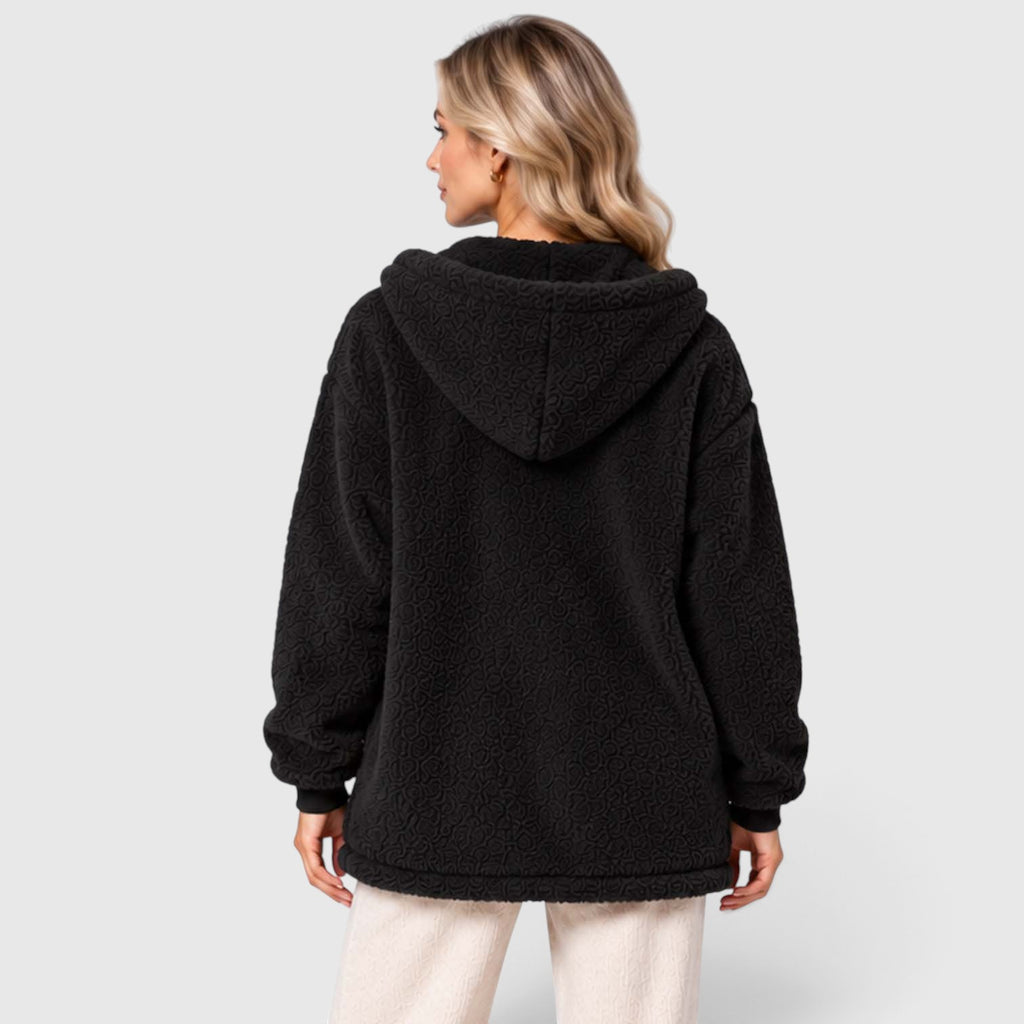 Monvaline | Women's Teddy Fleece Cardigan with Hood and Pockets