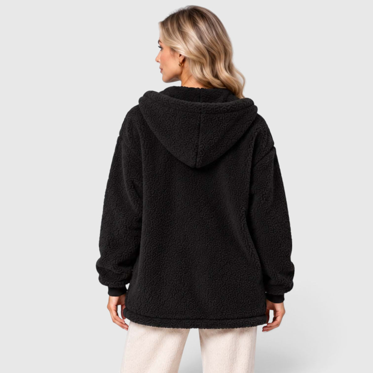 Monvaline | Women's Teddy Fleece Cardigan with Hood and Pockets