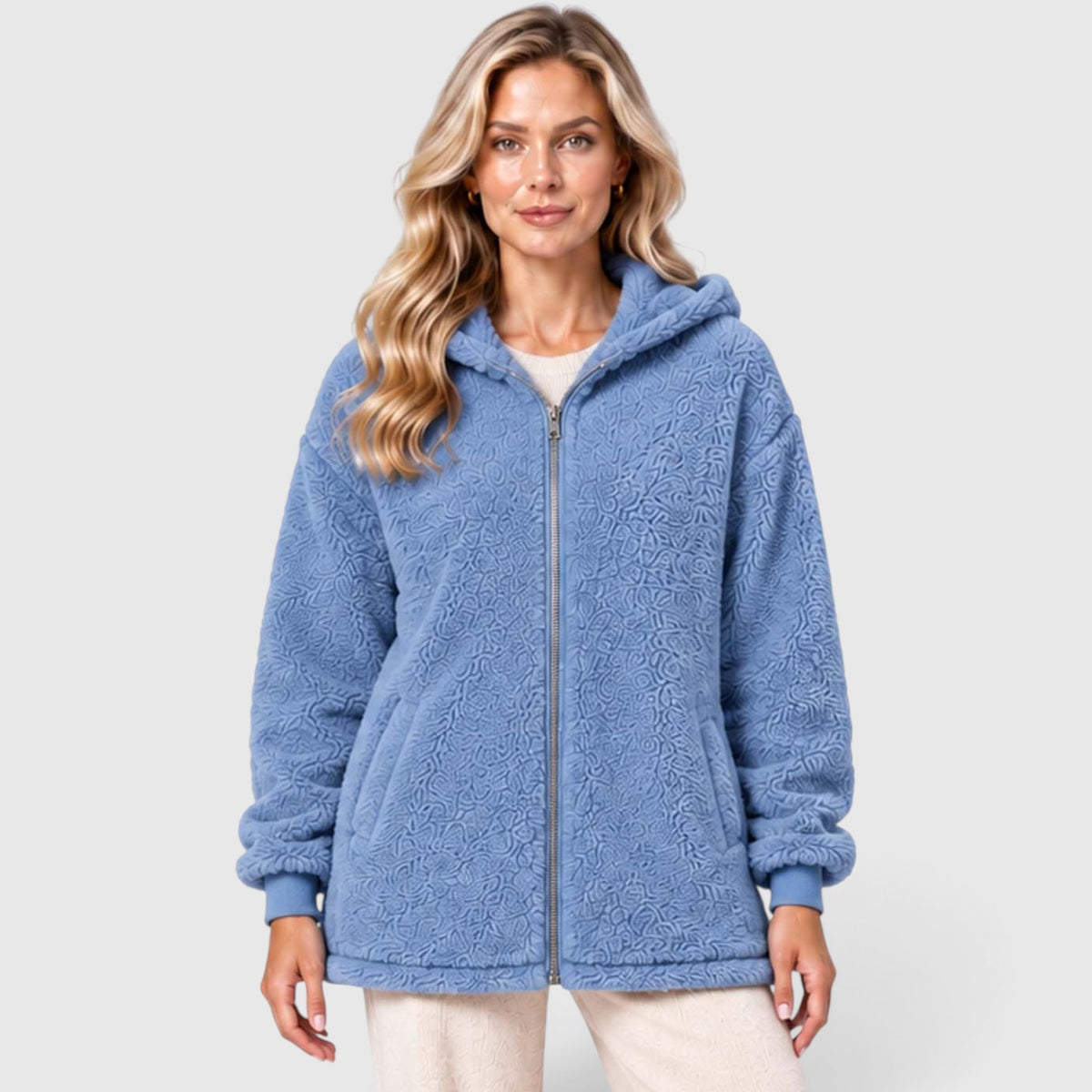 Monvaline | Women's Teddy Fleece Cardigan with Hood and Pockets