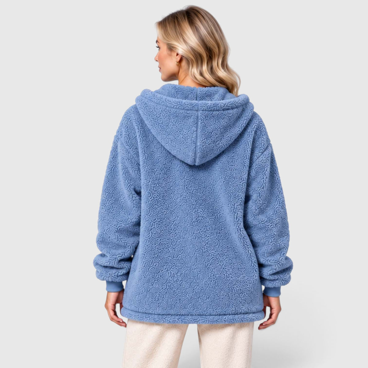 Monvaline | Women's Teddy Fleece Cardigan with Hood and Pockets