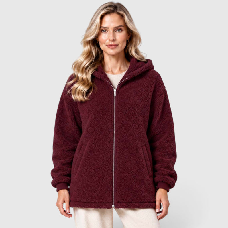 Monvaline | Women's Teddy Fleece Cardigan with Hood and Pockets